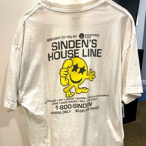 Sinden’s House Line EP release 
White t-shirt by Insomniac Records (SZ. L)